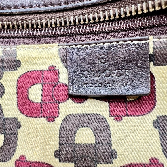 ❌❌SOLD❌❌ Gucci Dark Brown Embossed Leather Guccissima Abbey Boston Bag - Picture 5 of 15